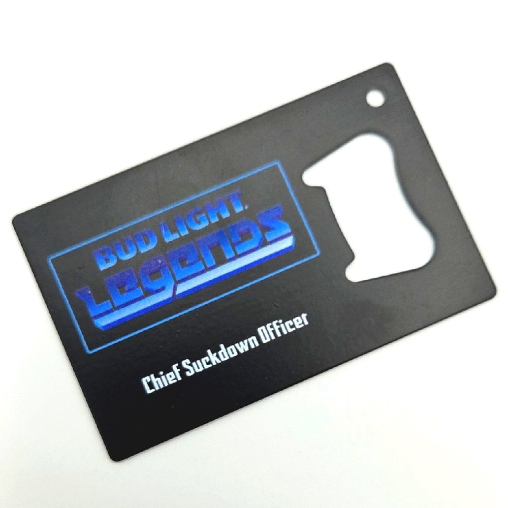 Bud Light Legends "Chief Suckdown Officer" Metal Bottle Opener Card